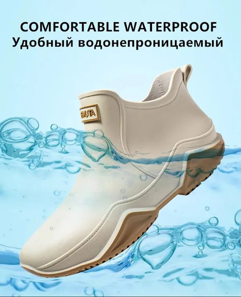 Chaussures de pluie tendance pour homme, imperméables, antidérapantes, en caoutchouc, pour l'extérieur, la cuisine et la pêche