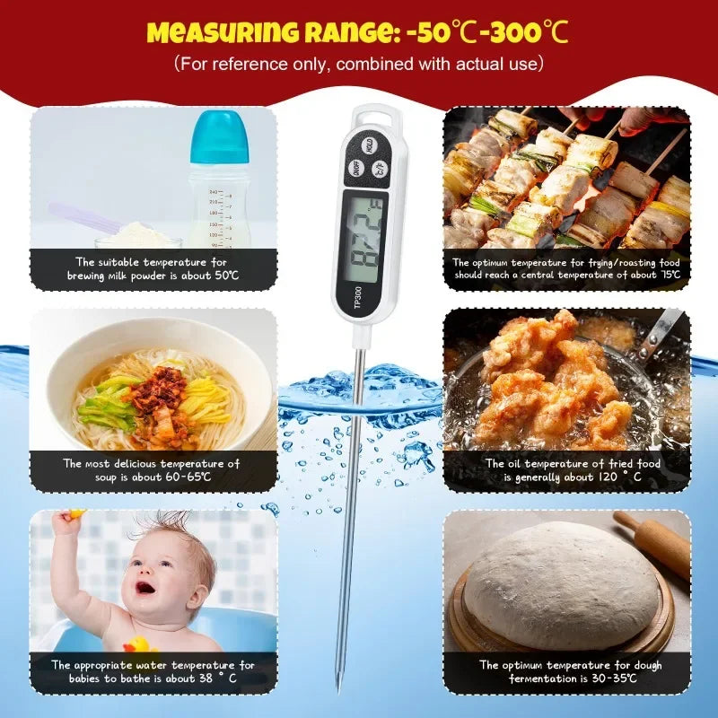 Thermomètre de cuisine pour la cuisson, outil de mesure de la température numérique pour la viande, thermomètre alimentaire électronique, écran LCD, nourriture