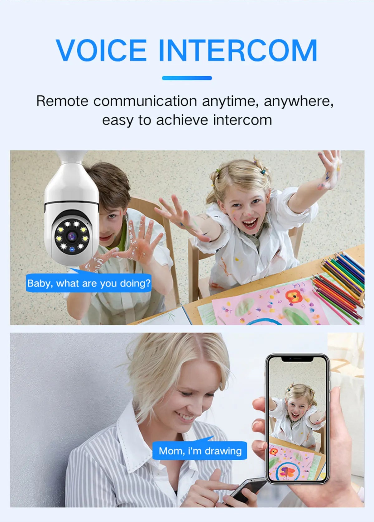 Caméra de Surveillance couleur Vision nocturne moniteur de sécurité automatique suivi humain Zoom intérieur Wifi Miini caméra IP