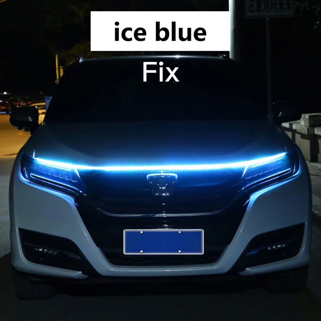 RXZ LED feux de jour balayage démarrage capot de voiture lumières décoratives DRL Auto moteur capot Guide lampe d'ambiance décorative 12V