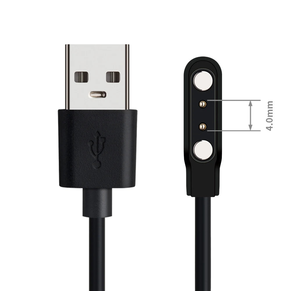Câble de Charge magnétique puissant universel, 2 broches, 4mm, 7.62mm, 4 broches, cordon de ligne de Charge USB, noir et blanc pour montres intelligentes