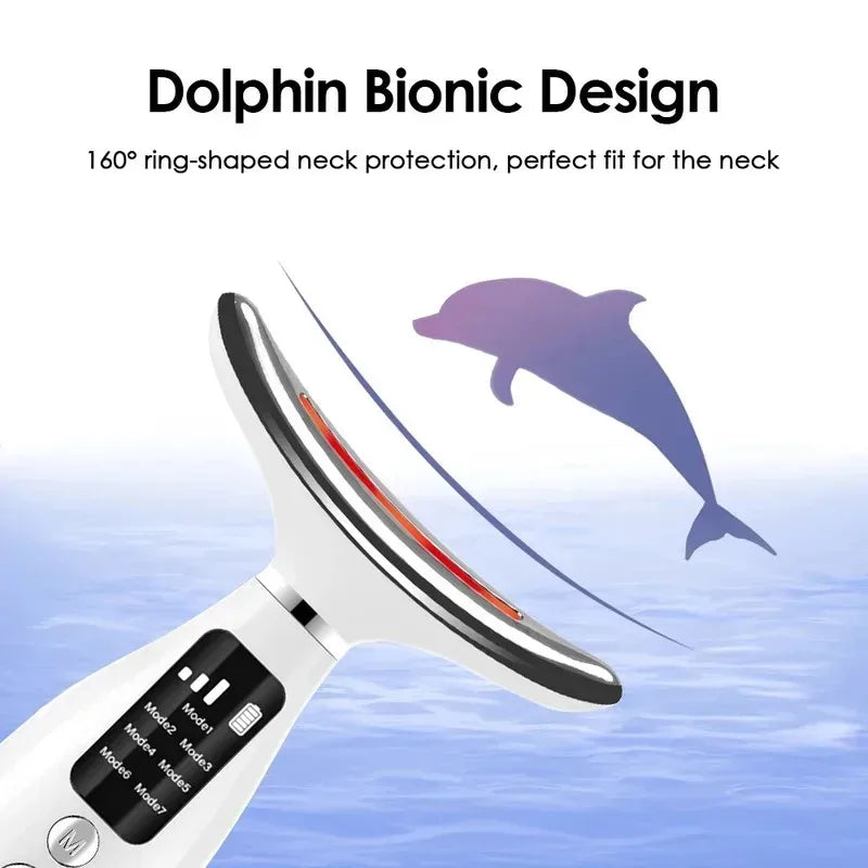 Masseur facial et du cou LED pour usage domestique, 7 couleurs de luminothérapie, 7 modes, 3 niveaux de vibration, lifting du visage, anti-rides, instrument de beauté