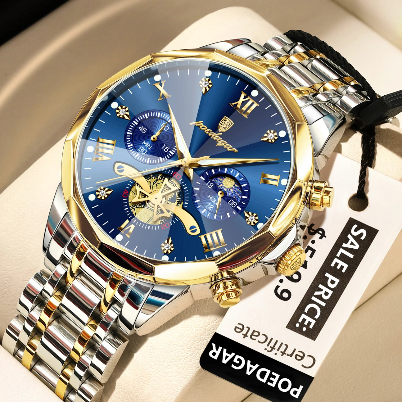 POEDAGAR luxe hommes montre haut Original étanche lumineux chronographe homme montre-bracelet en acier inoxydable Quartz hommes montres Reloj