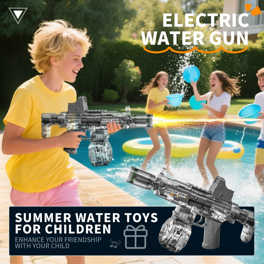 Pistolet à eau électrique avec simulation de tir et de recul, jouet pour enfants, pistolet à eau automatique avec capteur lumineux, jouet d'été pour la plage et les activités de plein air