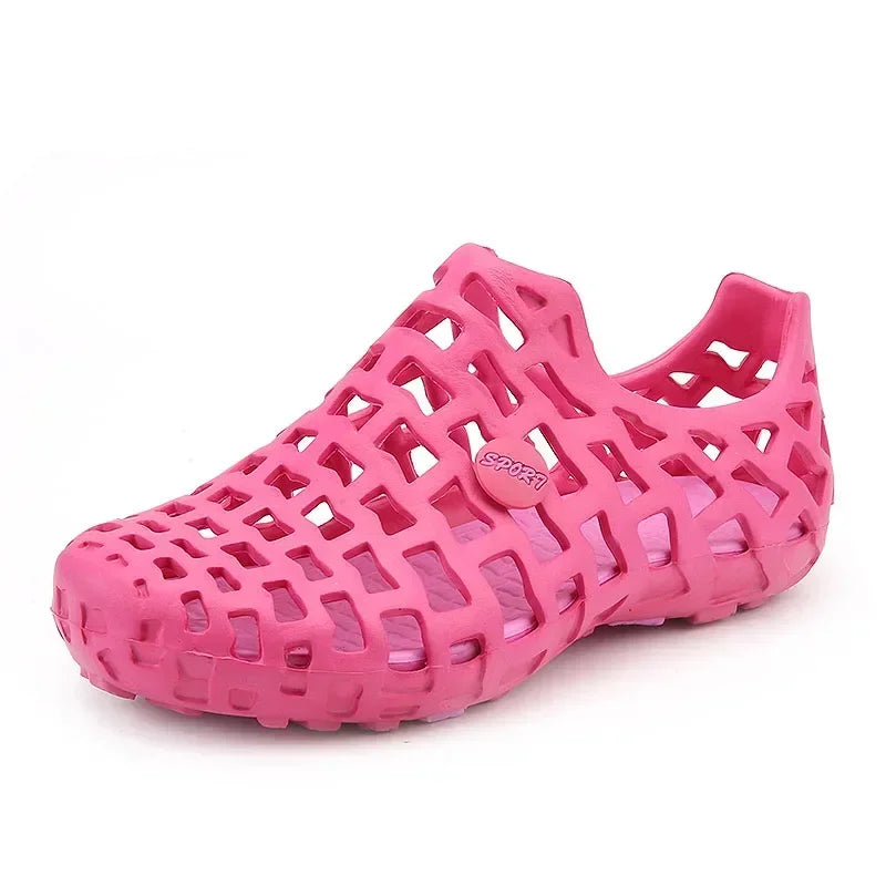 Chaussures d'eau d'été pour hommes, sandales de plage respirantes, chaussures d'eau en amont, pantoufles creuses à séchage rapide pour femmes