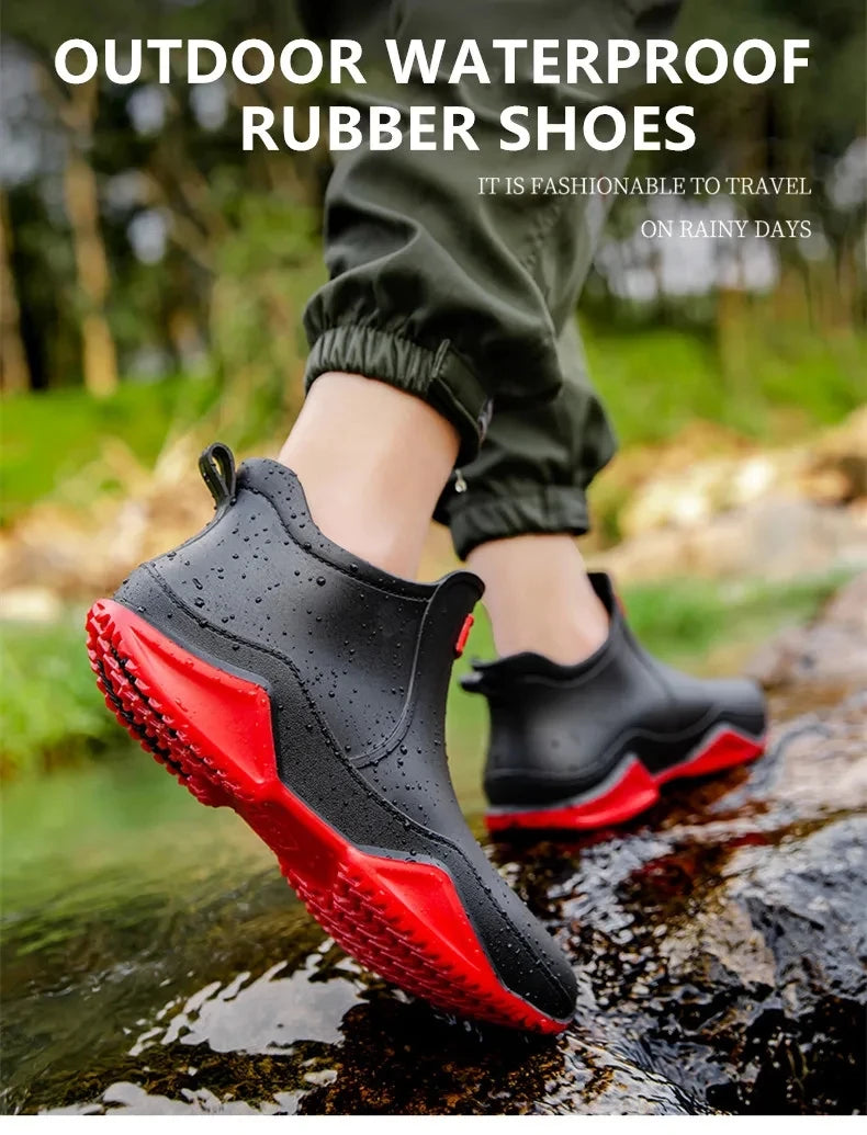 Chaussures de pluie tendance pour homme, imperméables, antidérapantes, en caoutchouc, pour l'extérieur, la cuisine et la pêche