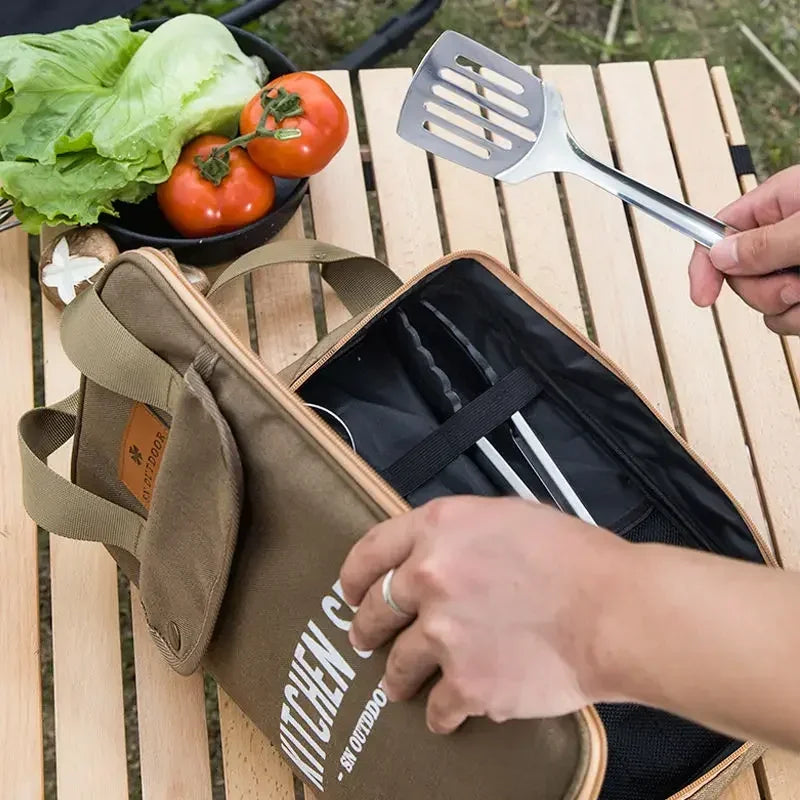 Ensemble d'ustensiles de voyage 8 pièces Livré avec un ensemble complet d'ustensiles de cuisine épais Kit de rangement Couverts Fournitures de camping portables Outils