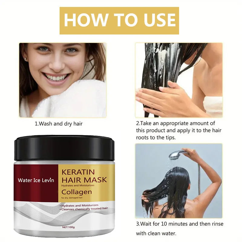 Masque capillaire au collagène et à la kératine, double contrôle de l'huile, revitalisant hydratant, doux et lisse, frisottis, réparation endommagée, revitalise, soins capillaires