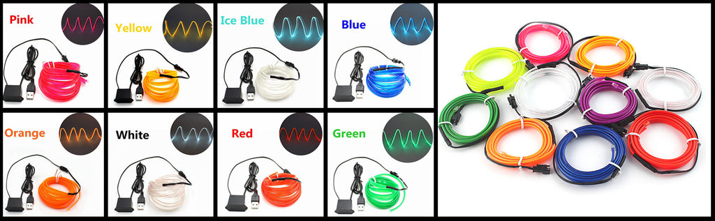 Bande lumineuse LED pour intérieur de voiture, néon, câblage EL, lampe décorative pour auto, bricolage, lumière ambiante flexible, USB, escales de fête, diode, 5m