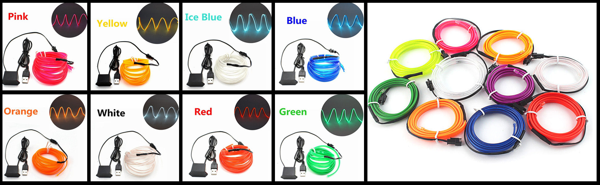Bande lumineuse LED pour intérieur de voiture, néon, câblage EL, lampe décorative pour auto, bricolage, lumière ambiante flexible, USB, escales de fête, diode, 5m