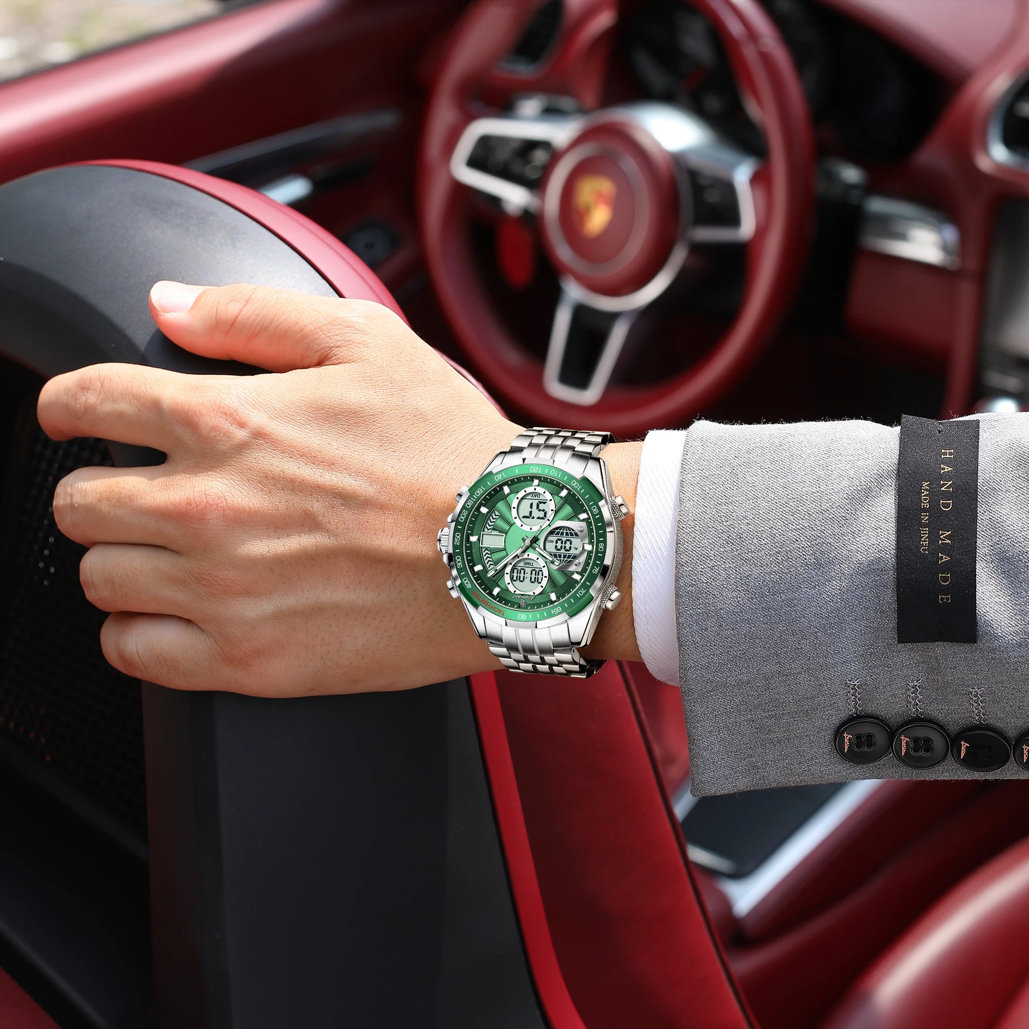 Montre-bracelet homme POEDAGAR, étanche, électronique, LED, affichage double heure, numérique, acier inoxydable, montre à quartz pour homme, Reloj