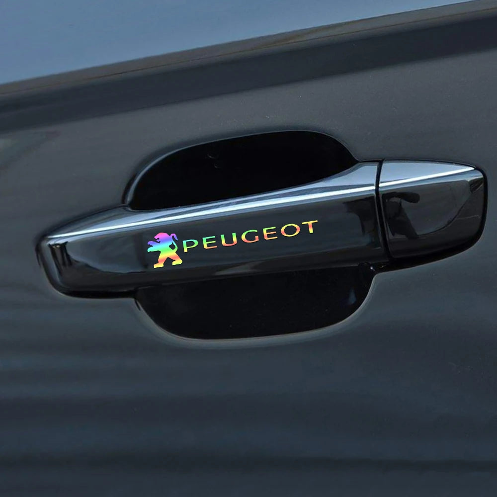 Autocollants réfléchissants en vinyle pour poignée de porte de voiture, 4 pièces, miroir d'essuie-glace, style pour Peugeot 208 2012 ~ 2018 308 2014 ~ 2021 2008