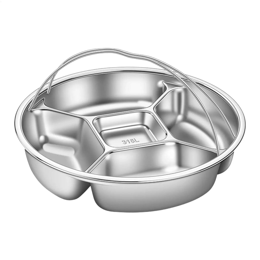 Assiette alimentaire compartimentée 5 compartiments pour salade de fruits, vaisselle réutilisable, compatible lave-vaisselle, plateau de service