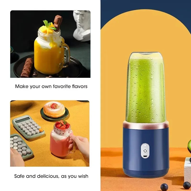 Mélangeurs de jus de fruits portables, Mini bouteille électrique personnelle d'été, USB, 6 lames, presse-agrumes, Machine pour la cuisine