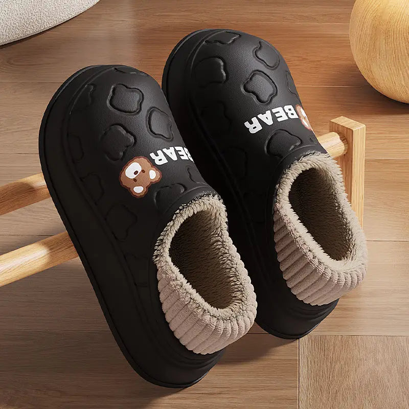 Pantoufles imperméables en coton pour femmes et hommes, chaussures d'hiver en peluche à semelle épaisse et chaude, antidérapantes, pour Couple