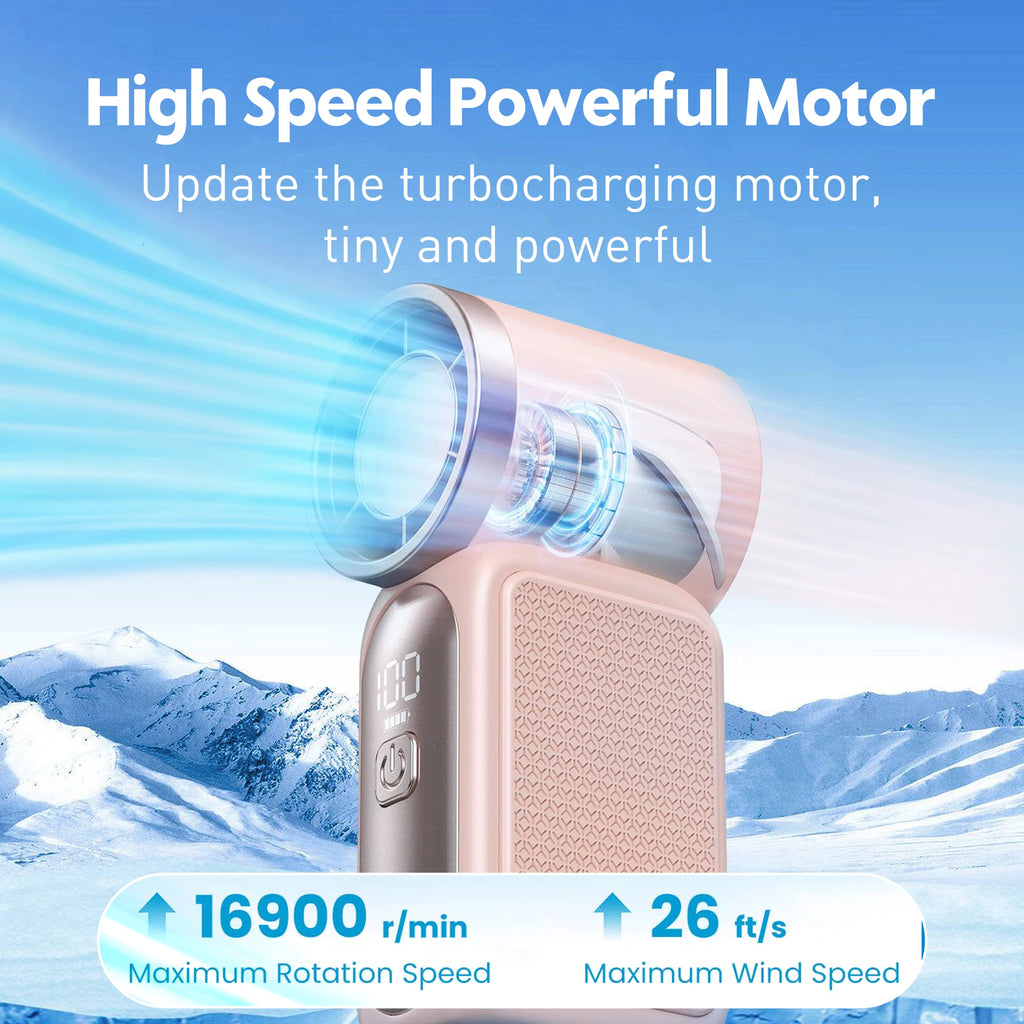 Mini ventilateur portatif 3600mAh, ventilateur turbo de poche haute vitesse pour les voyages en plein air