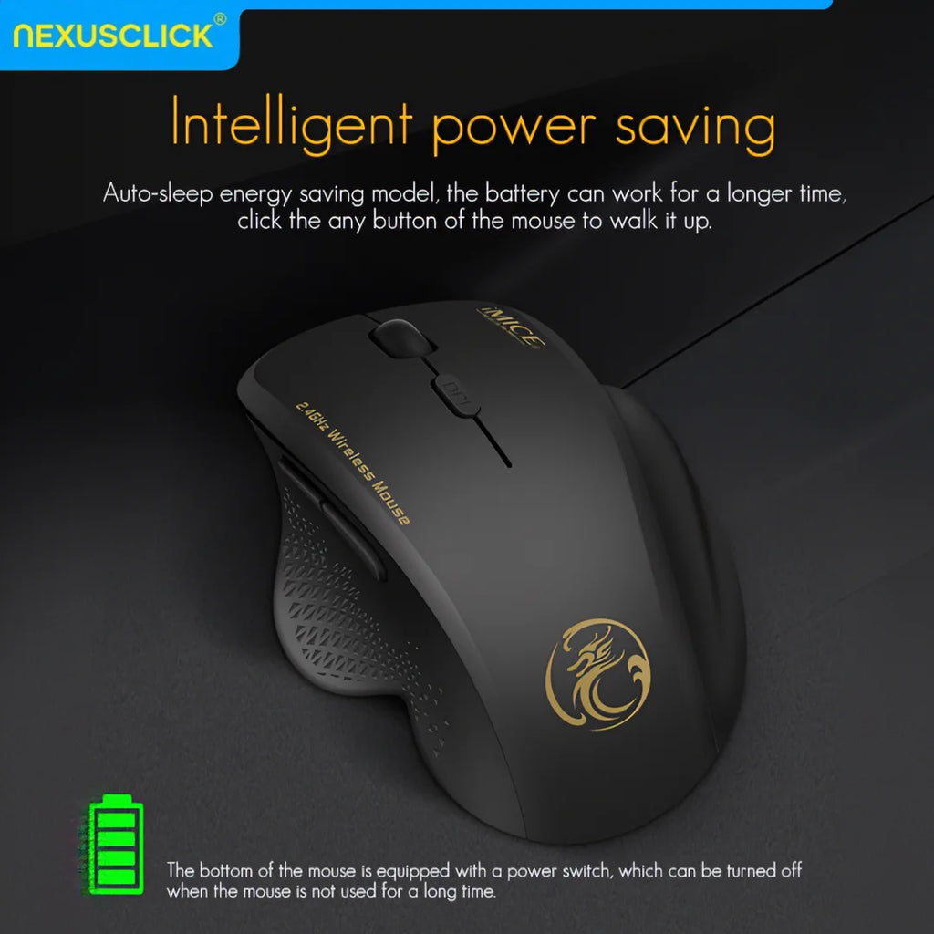 Souris sans fil NexusClick 2.4G à clic silencieux, 3 DPI réglables, 6 boutons, économie d'énergie, USB Plug and Play, pour ordinateur portable, bureau, jeux