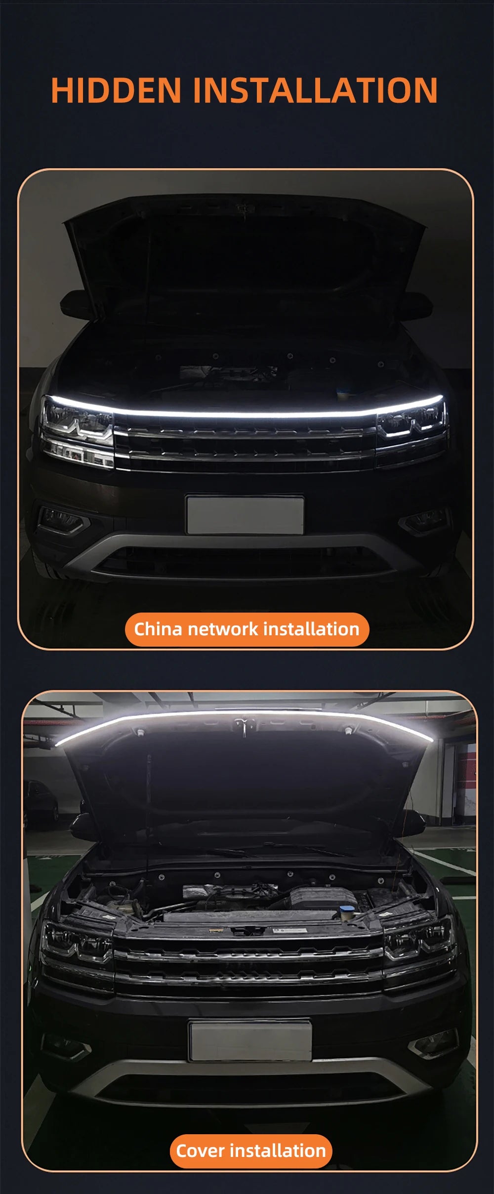 RXZ LED feux de jour balayage démarrage capot de voiture lumières décoratives DRL Auto moteur capot Guide lampe d'ambiance décorative 12V