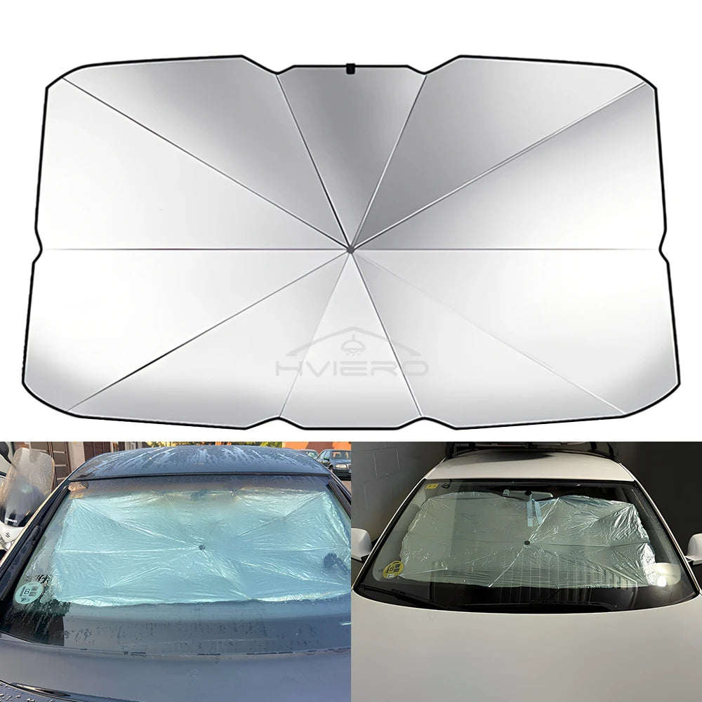 Pare-soleil pliable pour pare-brise de voiture, pare-soleil de voiture, protection intérieure, parasol automatique, couvertures avant de parapluie, pièces d'accessoires polyvalents