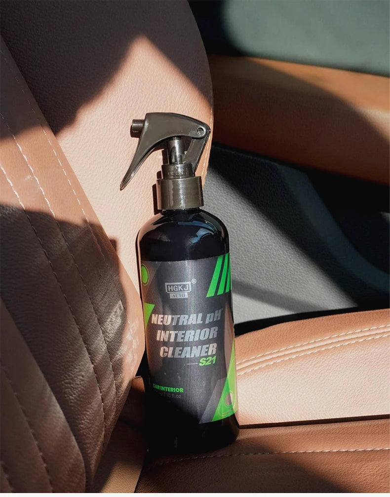 Agent de nettoyage intérieur de voiture, nettoyeur de plafond, cuir, flanelle, tissu tissé, sans eau, outil de nettoyage de tableau de bord automobile polyvalent HGKJ S21