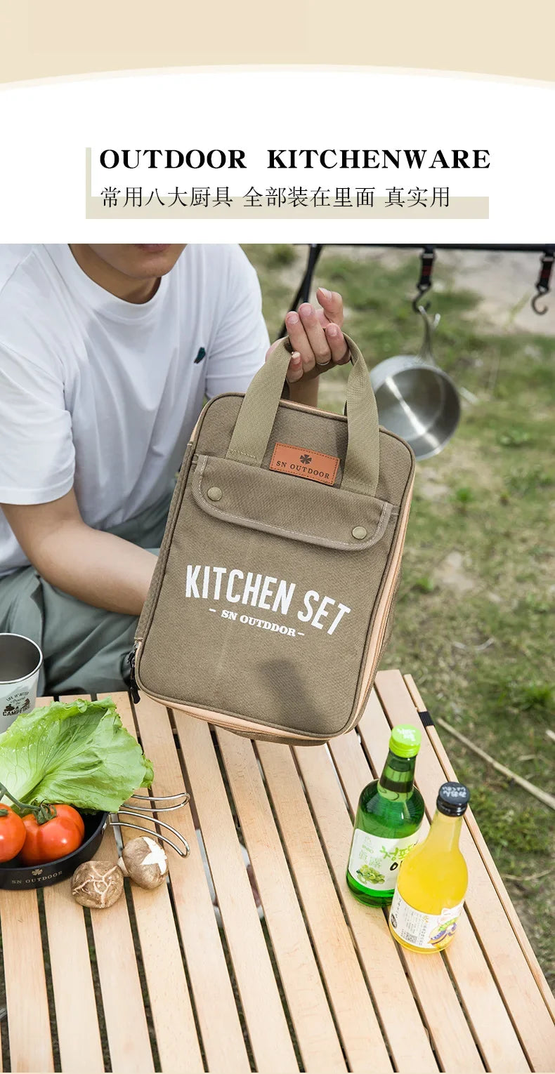 Ensemble d'ustensiles de voyage 8 pièces Livré avec un ensemble complet d'ustensiles de cuisine épais Kit de rangement Couverts Fournitures de camping portables Outils
