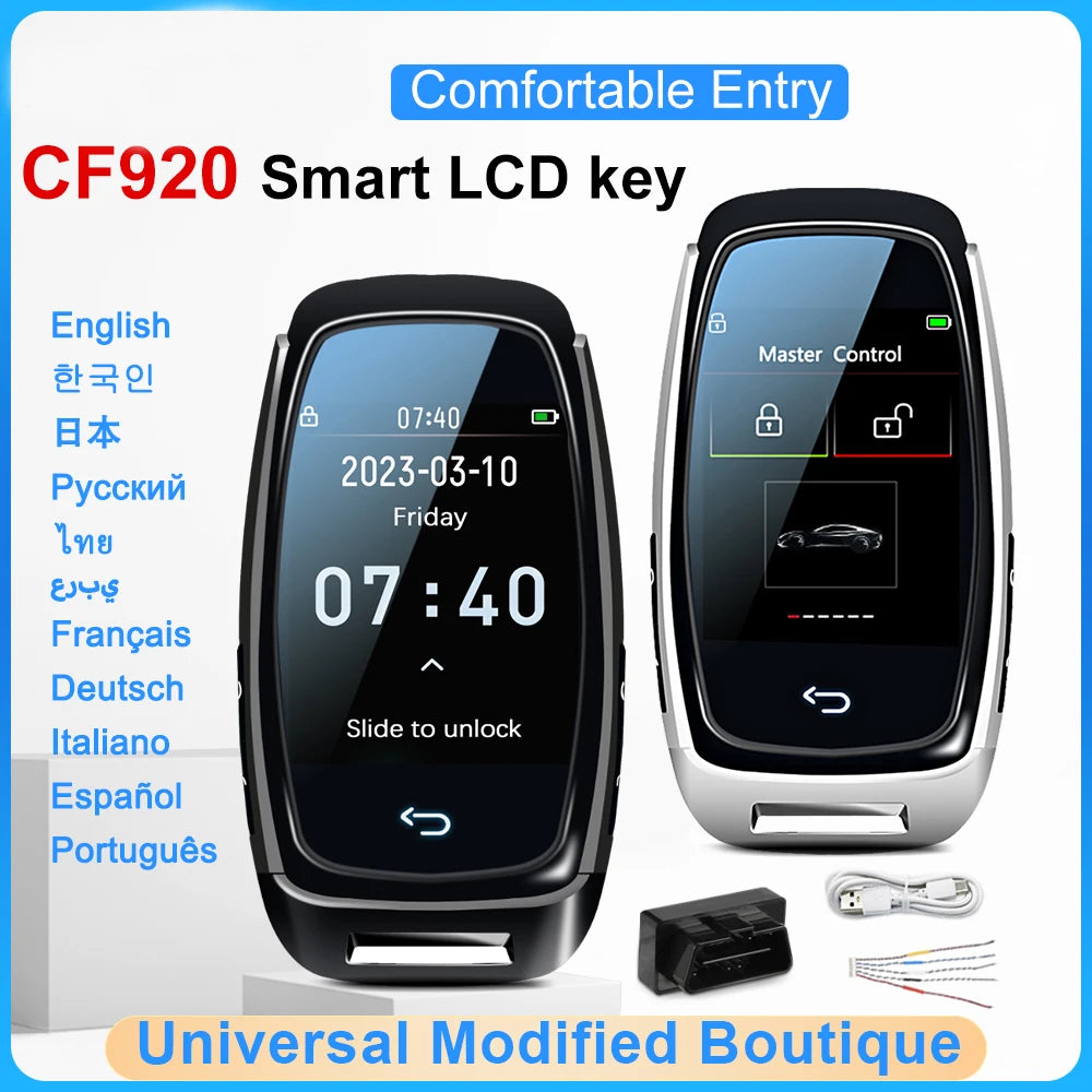 Affichage à distance LCD intelligent universel modifié CF920, clé d'entrée confortable, verrouillage automatique, pour Audi, BMW, Ford, Mazda, Toyota, KIA, Peugeot,   Fiat, Renault, Opel, Jeep, VW, Honda, Hyundai