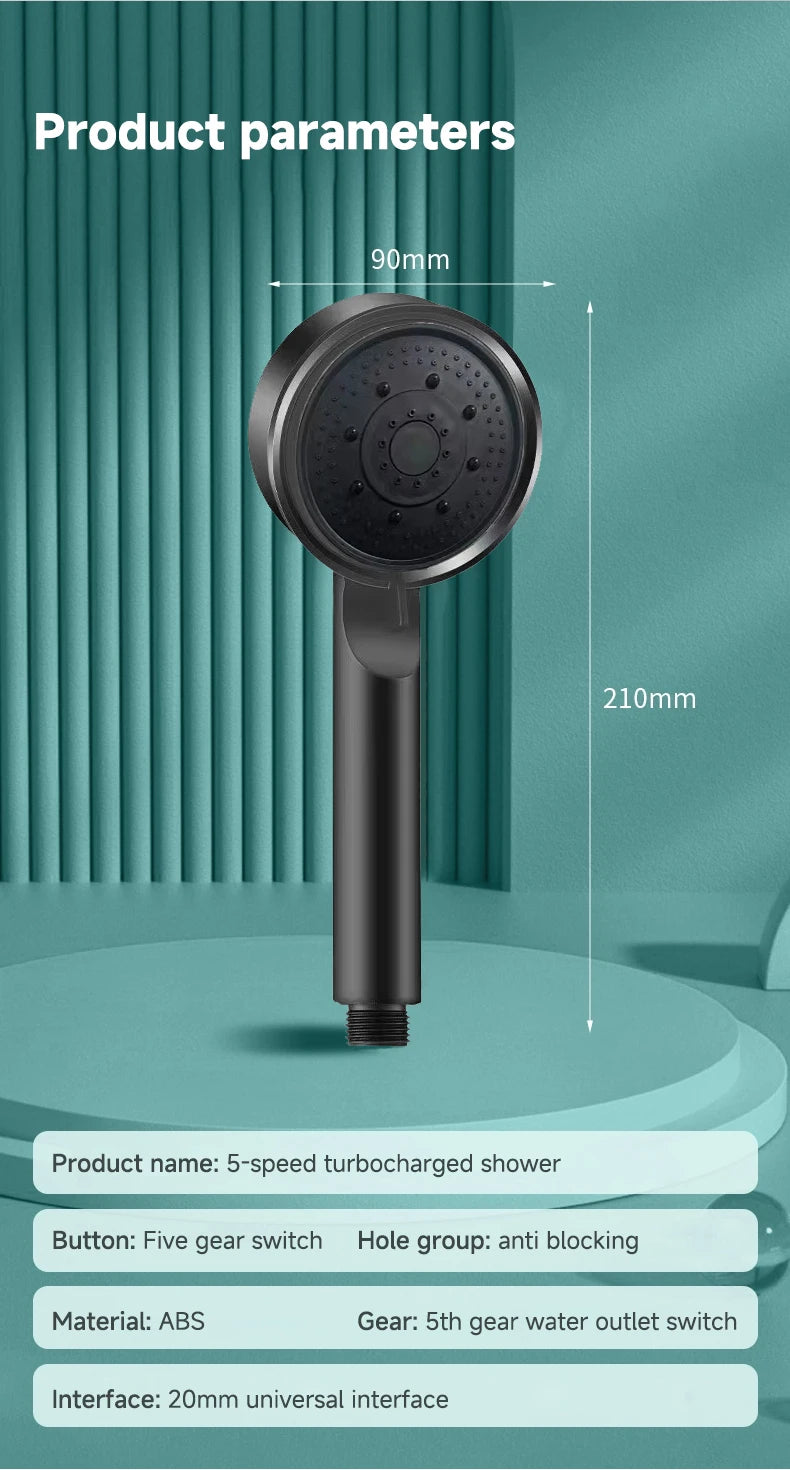 6 Modes Pression Boost Tête De Douche Multifonction Réglable Grande Douche D'eau Buse Massage Salle De Bains Accessoire