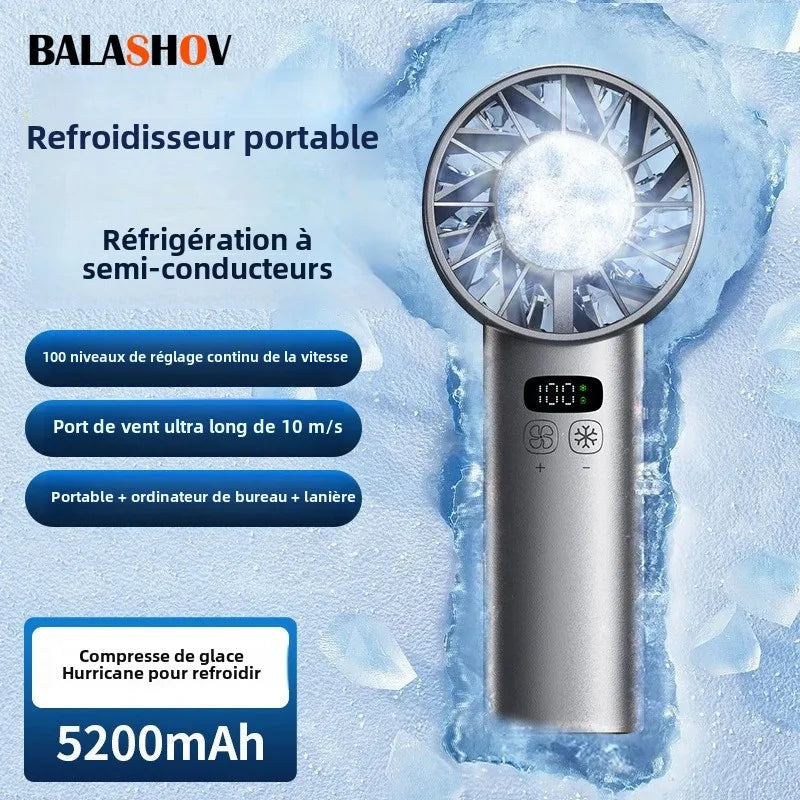 Ventilateur portatif à refroidissement rapide, mini ventilateur USB rechargeable, pliable, pour voyage, camping, extérieur.