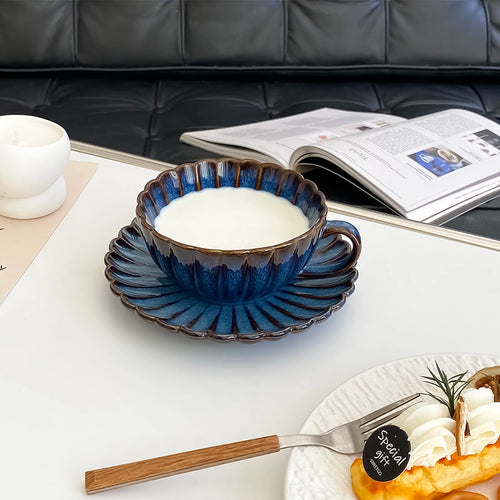 1 ensemble de tasses et soucoupes en céramique de style japonais, tasses et soucoupes à thé de style japonais, tasses et soucoupes à café, tasses à boire pour le petit-déjeuner, les goûters, le thé de l'après-midi,