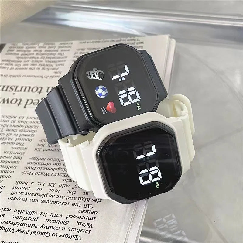 Nouvelle montre numérique LED pour enfants, garçons et filles, montres de sport de football, montre numérique en silicone, montre-bracelet électronique décontractée pour enfants
