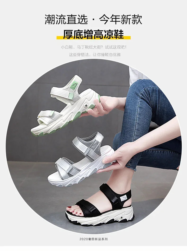 Sandales pour femmes, nouvelles chaussures d'été, style sport, mode décontractée, plateforme antidérapante, chaussures de plage antidérapantes, sandales