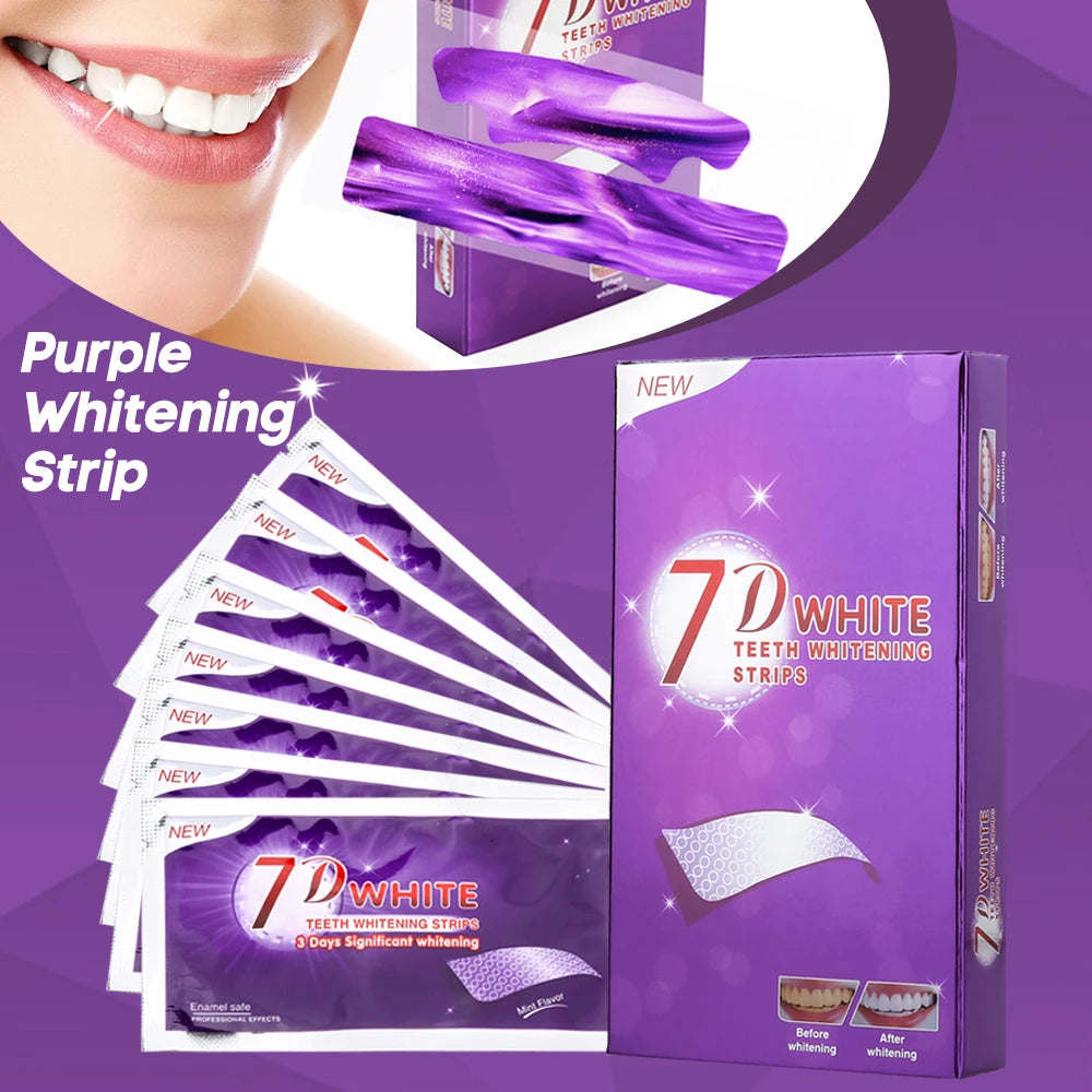 Bande de blanchiment des dents violettes, bande de blanchiment des dents non sensible, correcteur de couleur, bande de nettoyage des dents instantanée, plus blanche des dents à la maison