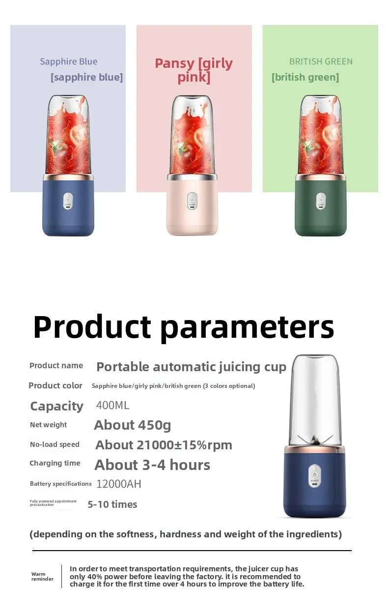 Mélangeurs de jus de fruits portables, Mini bouteille électrique personnelle d'été, USB, 6 lames, presse-agrumes, Machine pour la cuisine