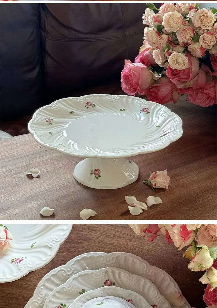 Ensemble d'assiettes en céramique vintage rose, tasse à café, beau, britannique, fournitures de cuisine, dessert, thé, cadeau