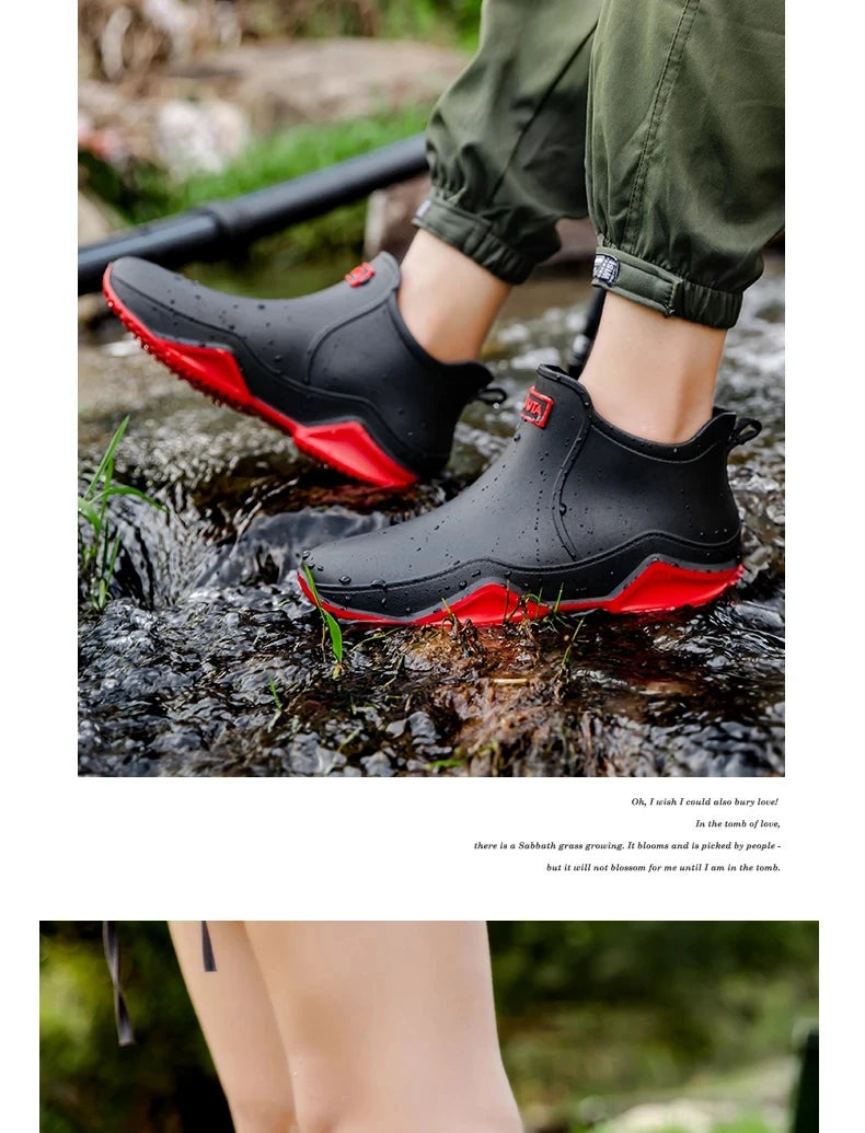 Chaussures de pluie tendance pour homme, imperméables, antidérapantes, en caoutchouc, pour l'extérieur, la cuisine et la pêche