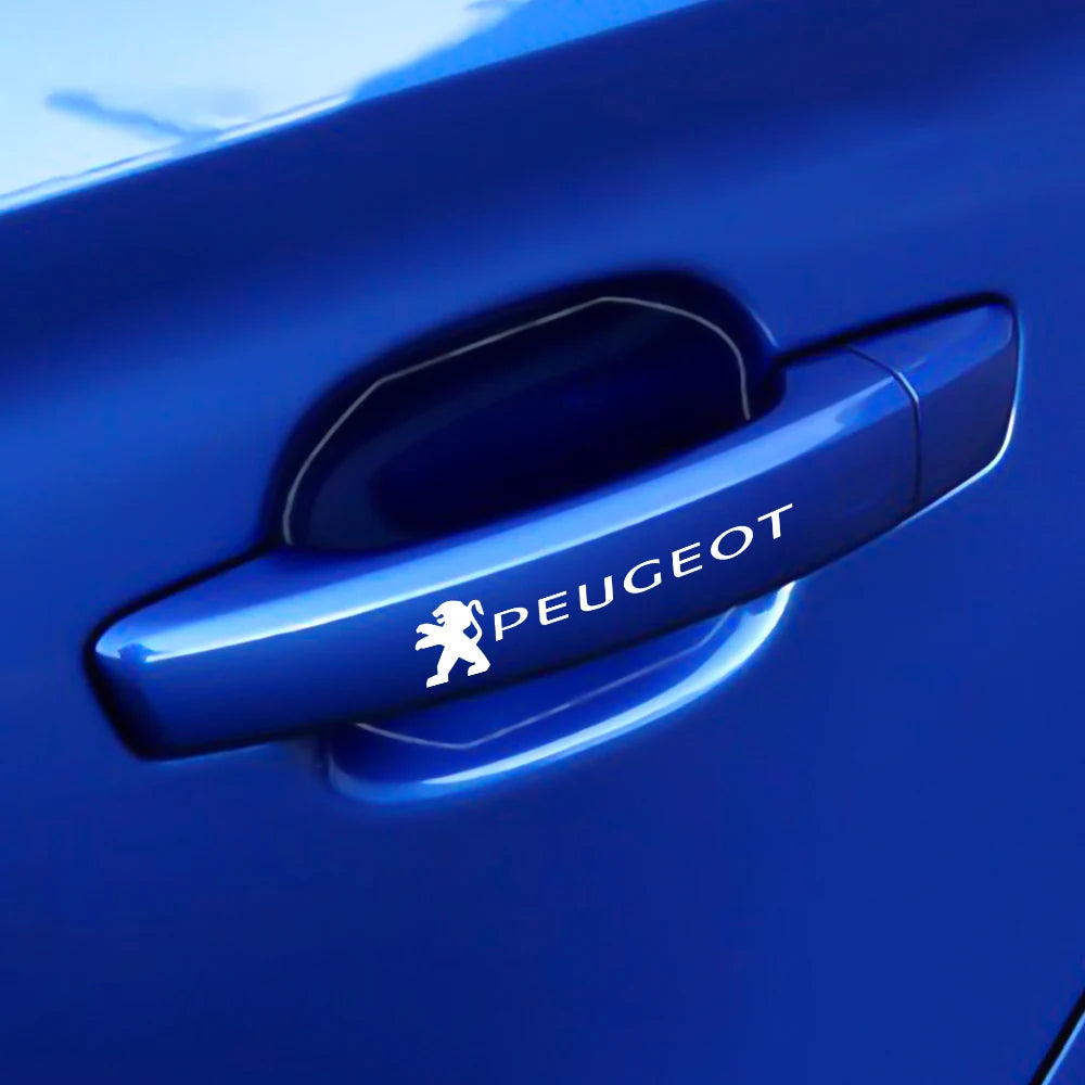 Autocollants réfléchissants en vinyle pour poignée de porte de voiture, 4 pièces, miroir d'essuie-glace, style pour Peugeot 208 2012 ~ 2018 308 2014 ~ 2021 2008