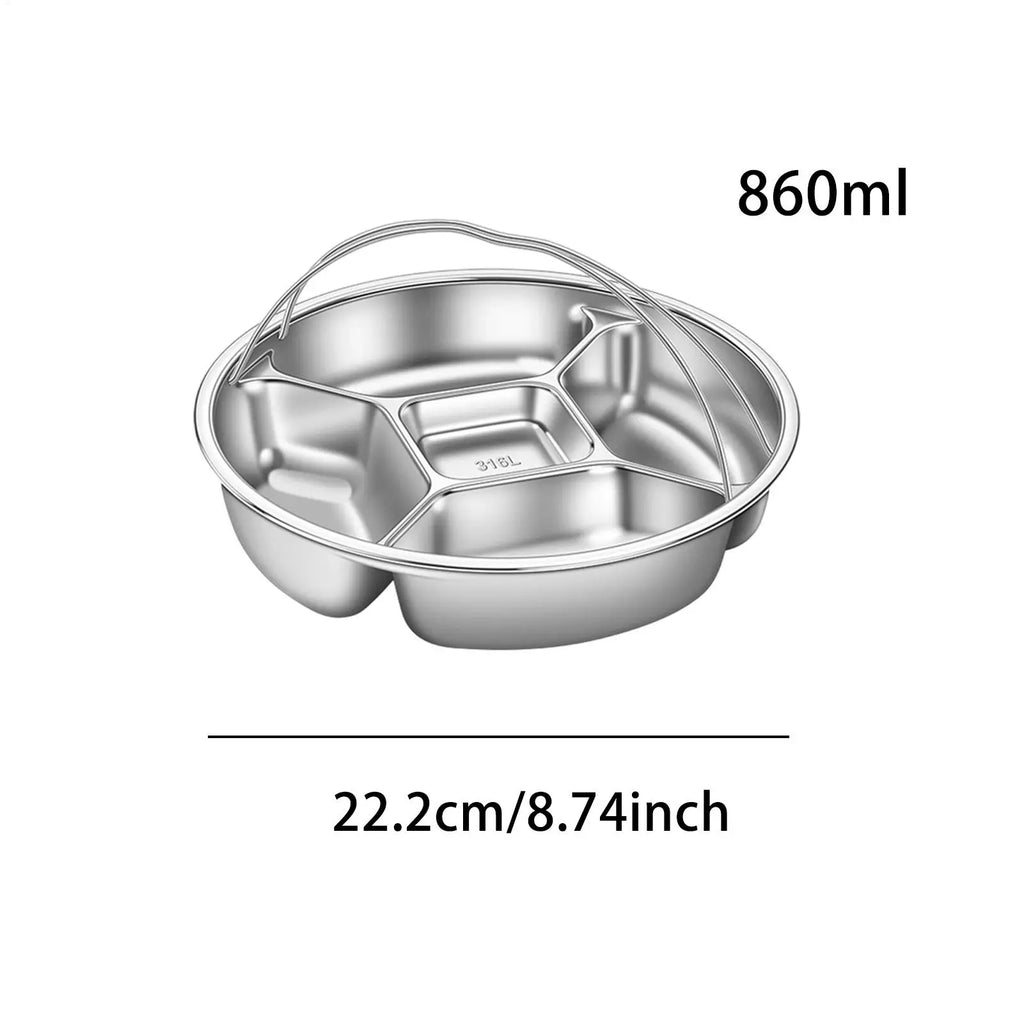 Assiette alimentaire compartimentée 5 compartiments pour salade de fruits, vaisselle réutilisable, compatible lave-vaisselle, plateau de service