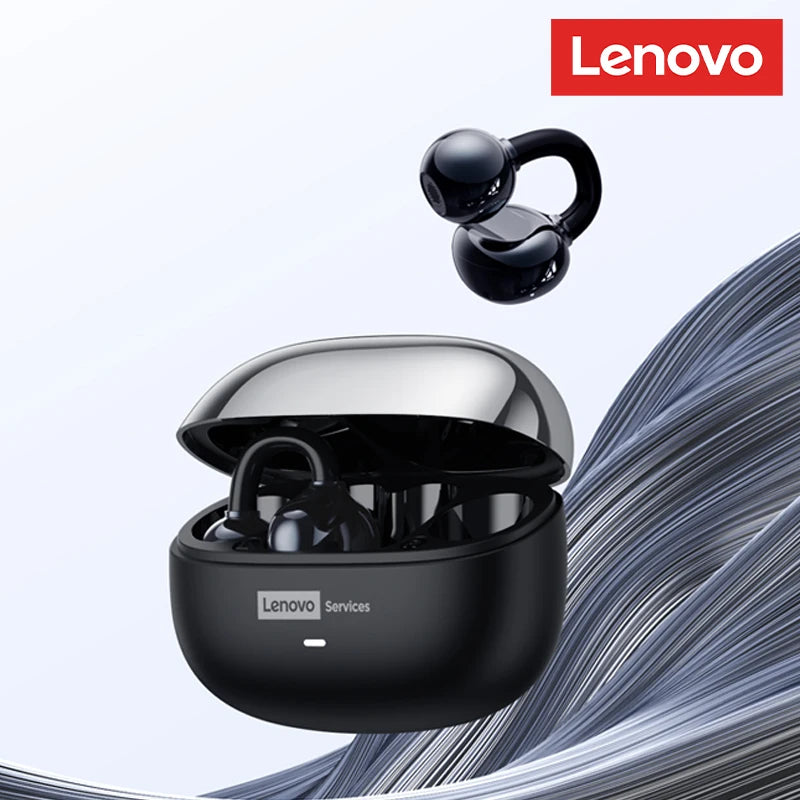 Casque sans fil Bluetooth 6.0 Lenovo LE302, longue durée de vie de la batterie, écouteurs sportifs à clip d'oreille, écouteurs stéréo HIFI à réduction de bruit