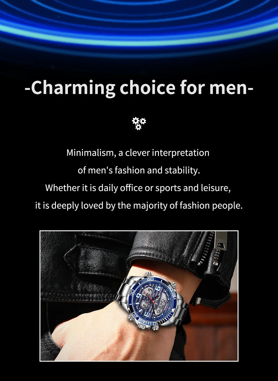 LIGE-Montre-bracelet à quartz pour homme, marque de luxe supérieure, sport, militaire, chronographe, date, numérique, horloge