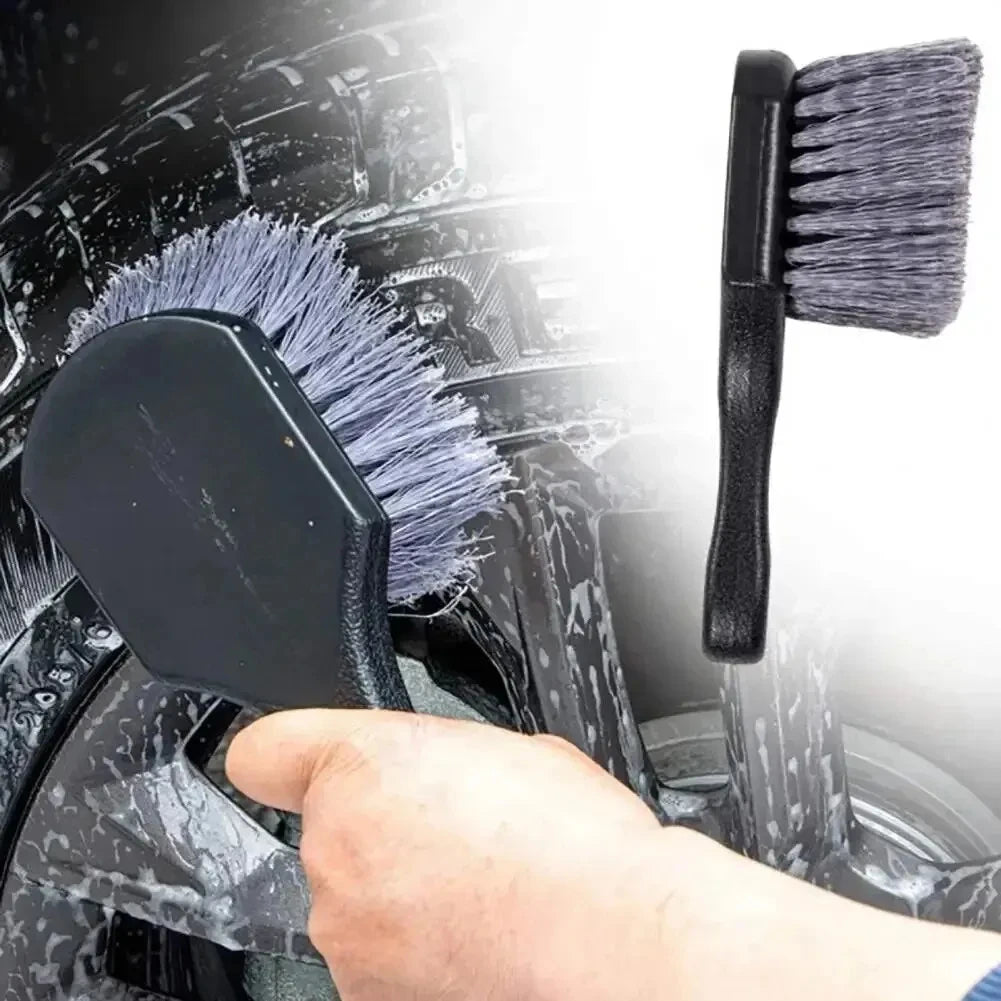 Brosse de nettoyage de roues de voiture, brosse de détail, poignée courte, brosse de lavage de jantes de pneus, nettoyage de véhicules, ensemble d'accessoires d'entretien pour l'automobile