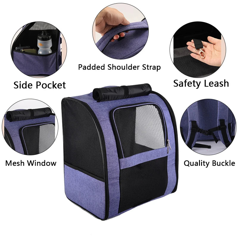 Sacs à dos pour animaux de compagnie, sac à bandoulière respirant pour l'extérieur, pour petits chiens et chats, sac à dos pliable de voyage Portable, fournitures pour animaux de compagnie