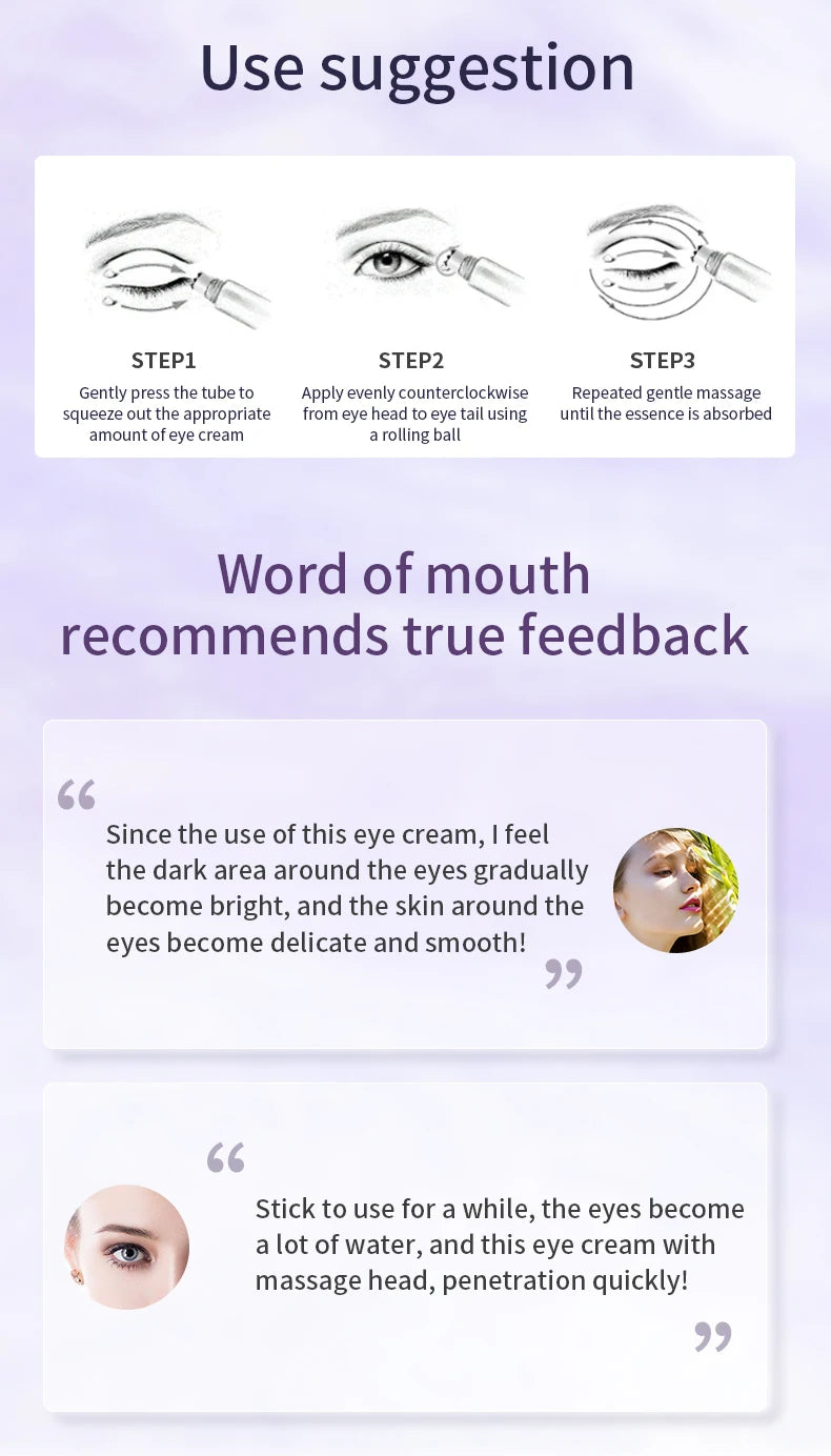 O'CHEAL Anti-rides Anti cernes crème pour les yeux rouleau masseur hydratant sacs pour les yeux Anti-âge acide hyaluronique soins de la peau des yeux