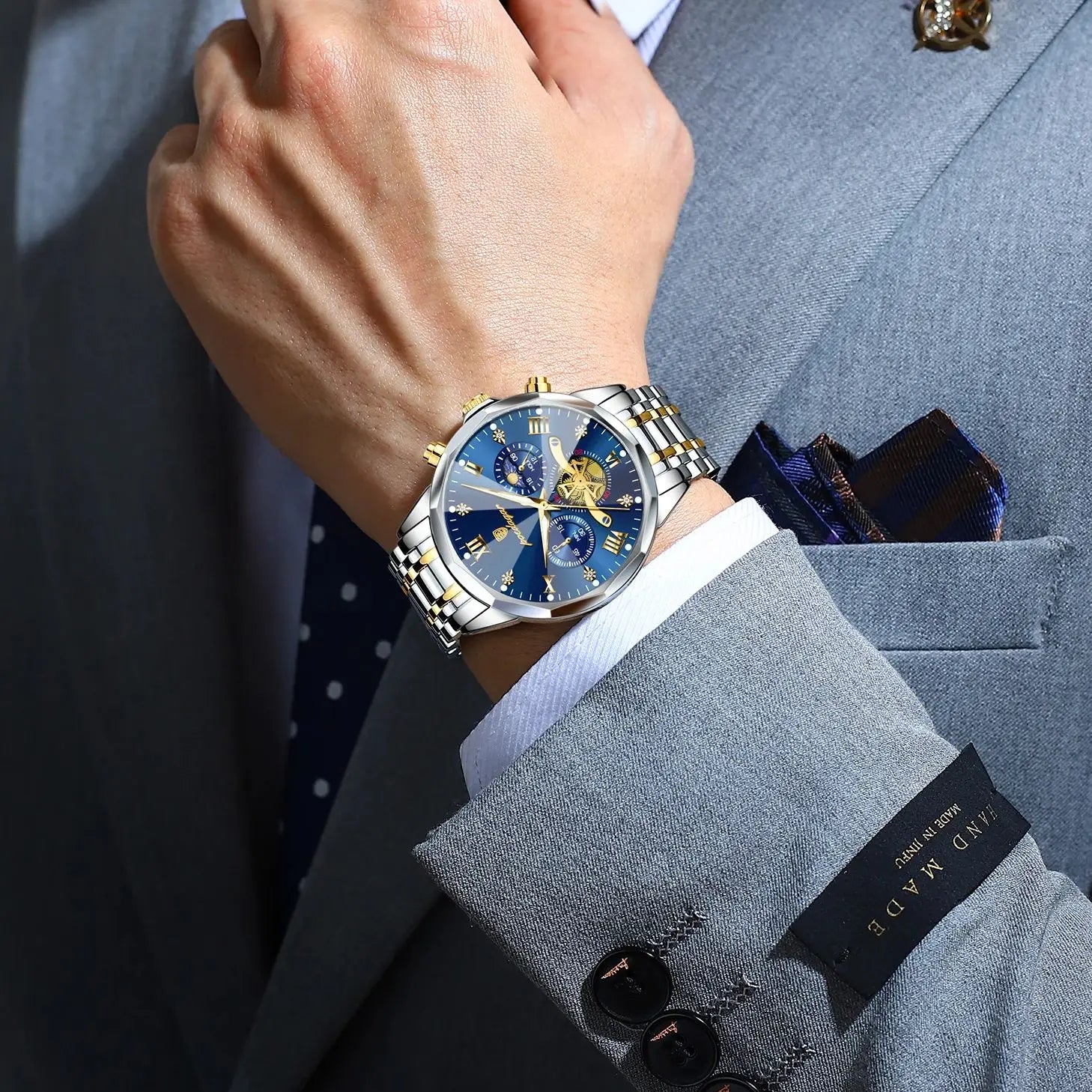 POEDAGAR luxe hommes montre haut Original étanche lumineux chronographe homme montre-bracelet en acier inoxydable Quartz hommes montres Reloj