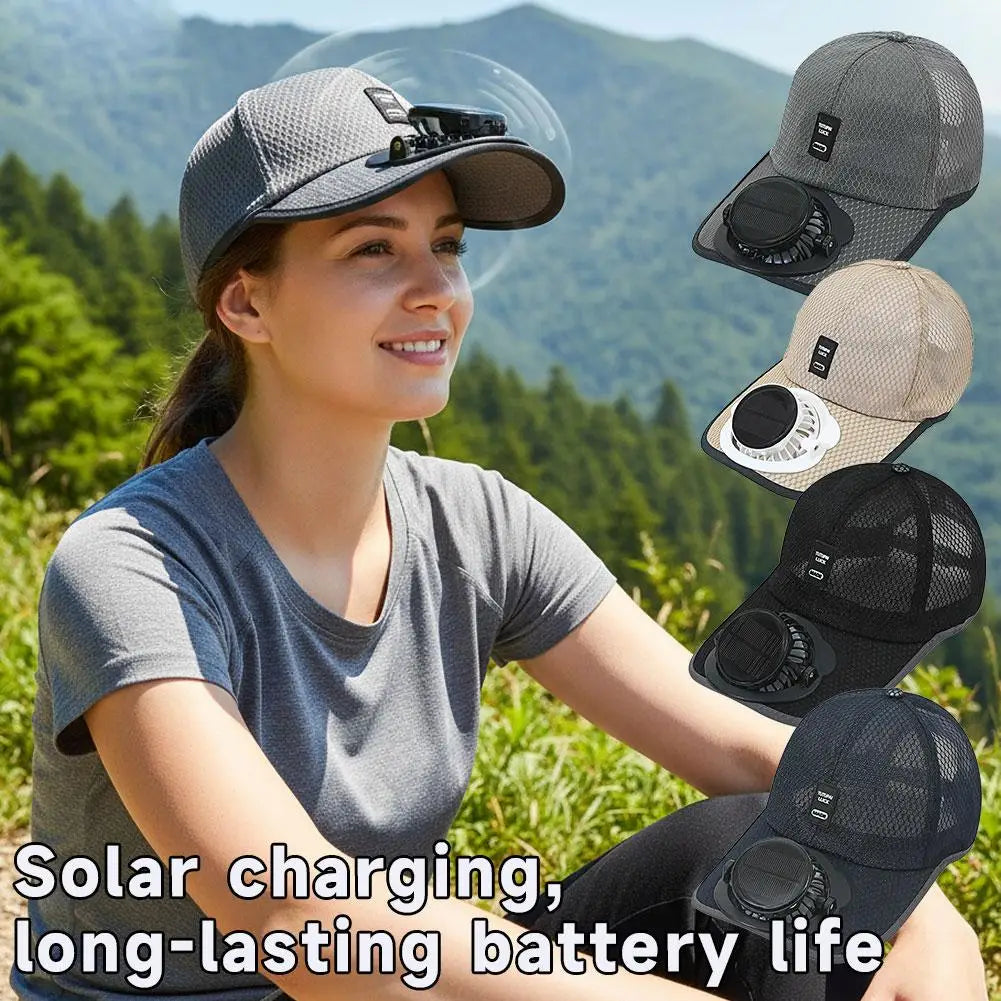 Casquette de baseball solaire d'extérieur avec ventilateur intégré, rechargeable par USB, respirante, protection solaire estivale
