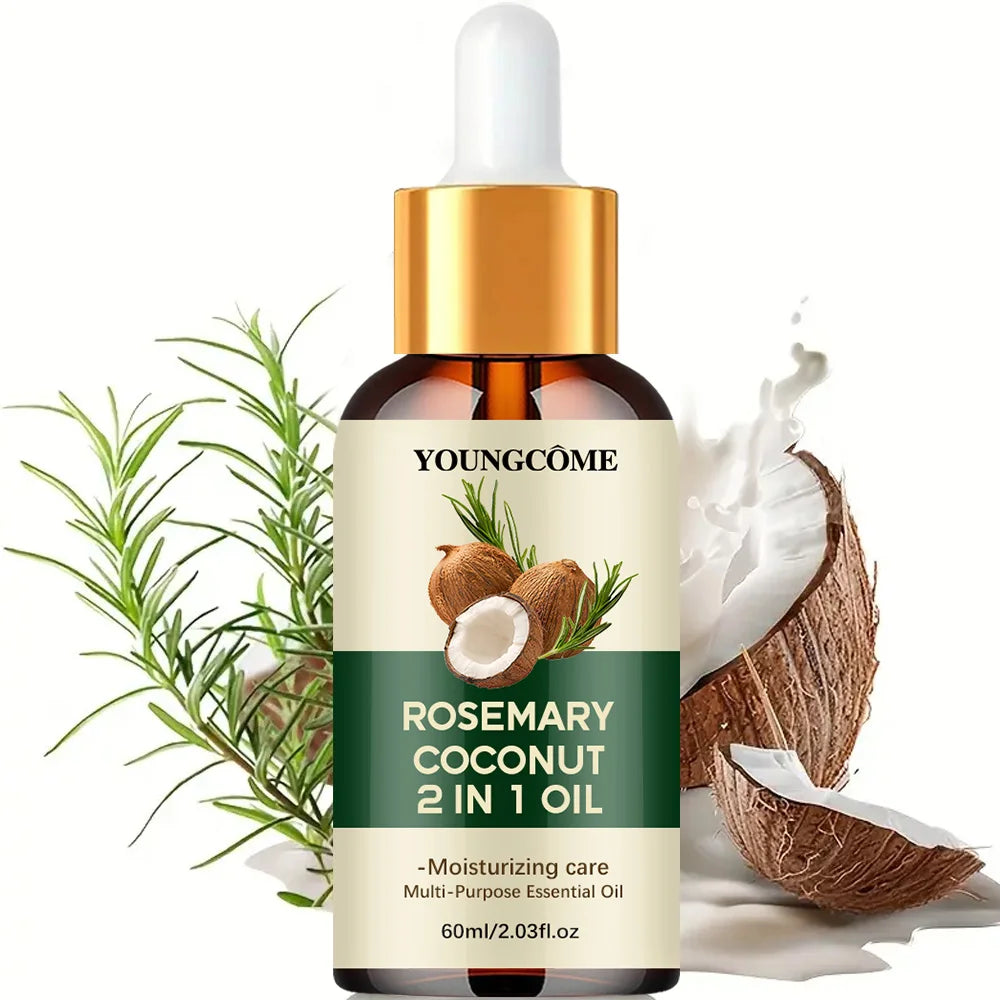 Huile essentielle de romarin et d'huile de noix de coco pour améliorer la perte de cheveux et nourrir, renforcer les racines des cheveux, traitement du cuir chevelu, soins capillaires
