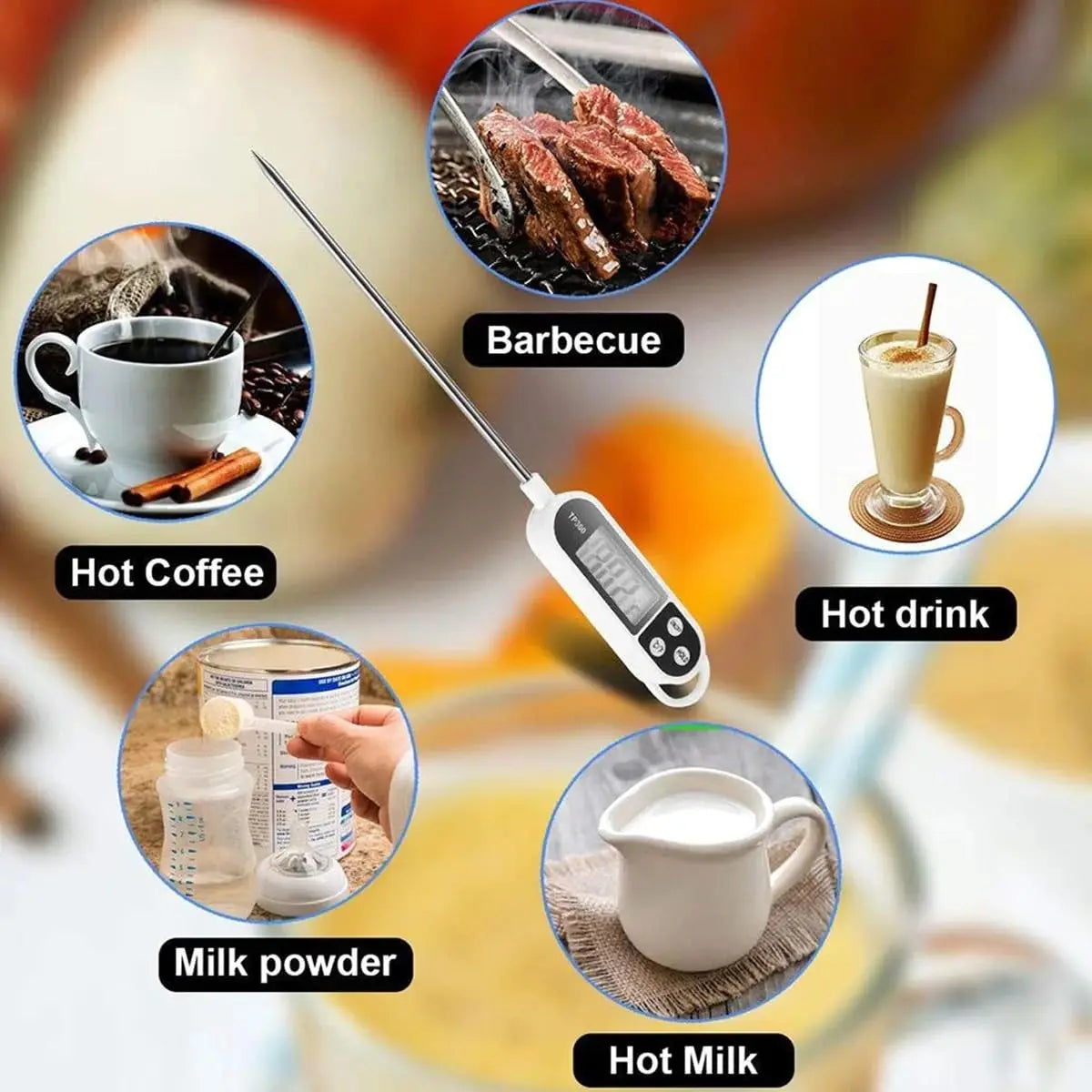 Thermomètre de cuisine pour la cuisson, outil de mesure de la température numérique pour la viande, thermomètre alimentaire électronique, écran LCD, nourriture