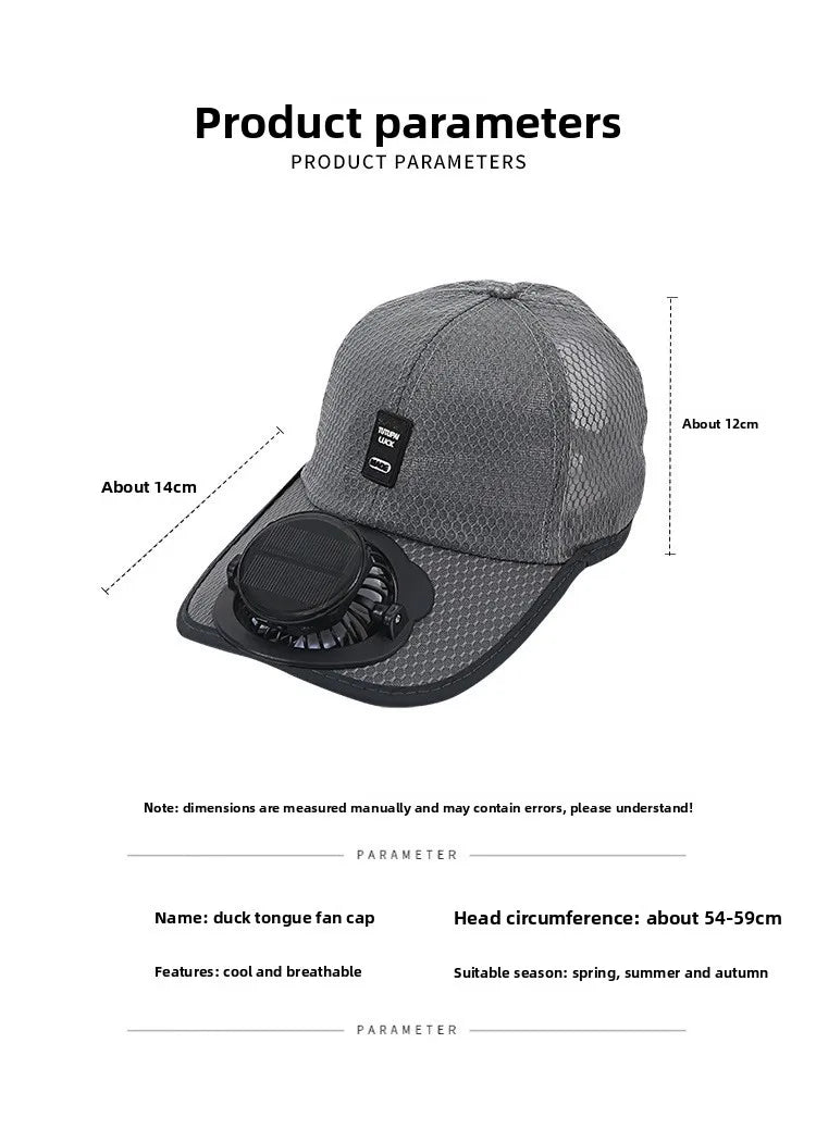 Casquette de baseball à énergie solaire - Chapeau d'été respirant en maille anti-UV pour hommes et femmes, idéal pour les activités de plein air