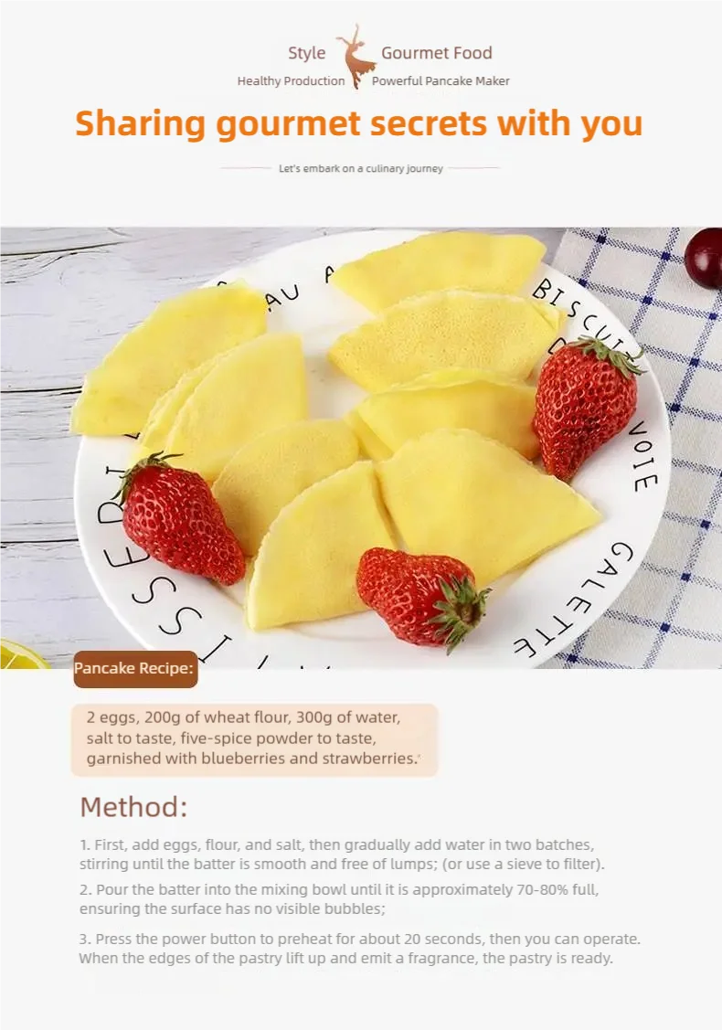 Crêpière électrique Machine à gâteaux petit déjeuner Pizza boulanger crêpes poêle antiadhésive poêle chinoise rouleau de printemps poêle de cuisson