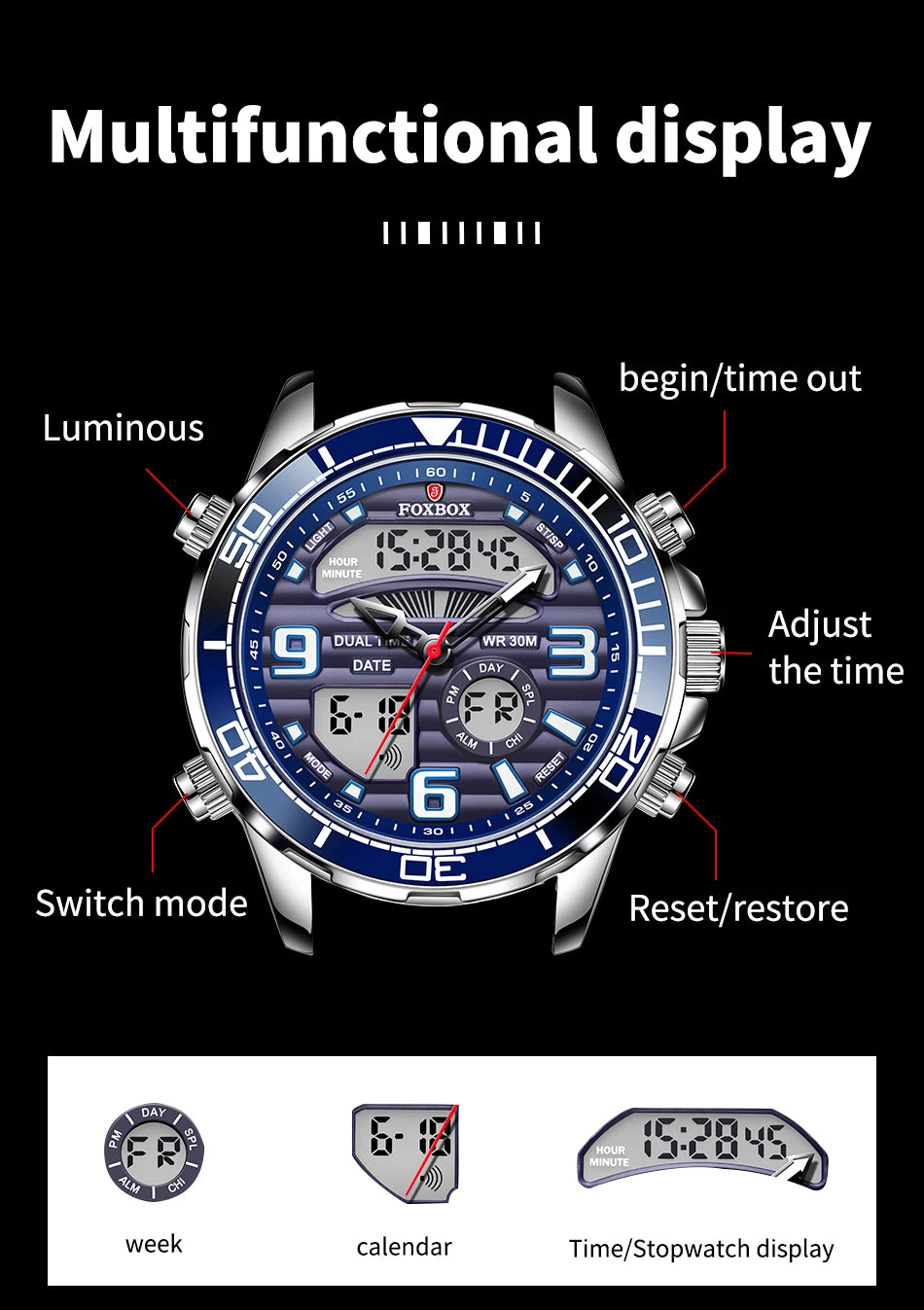 LIGE-Montre-bracelet à quartz pour homme, marque de luxe supérieure, sport, militaire, chronographe, date, numérique, horloge