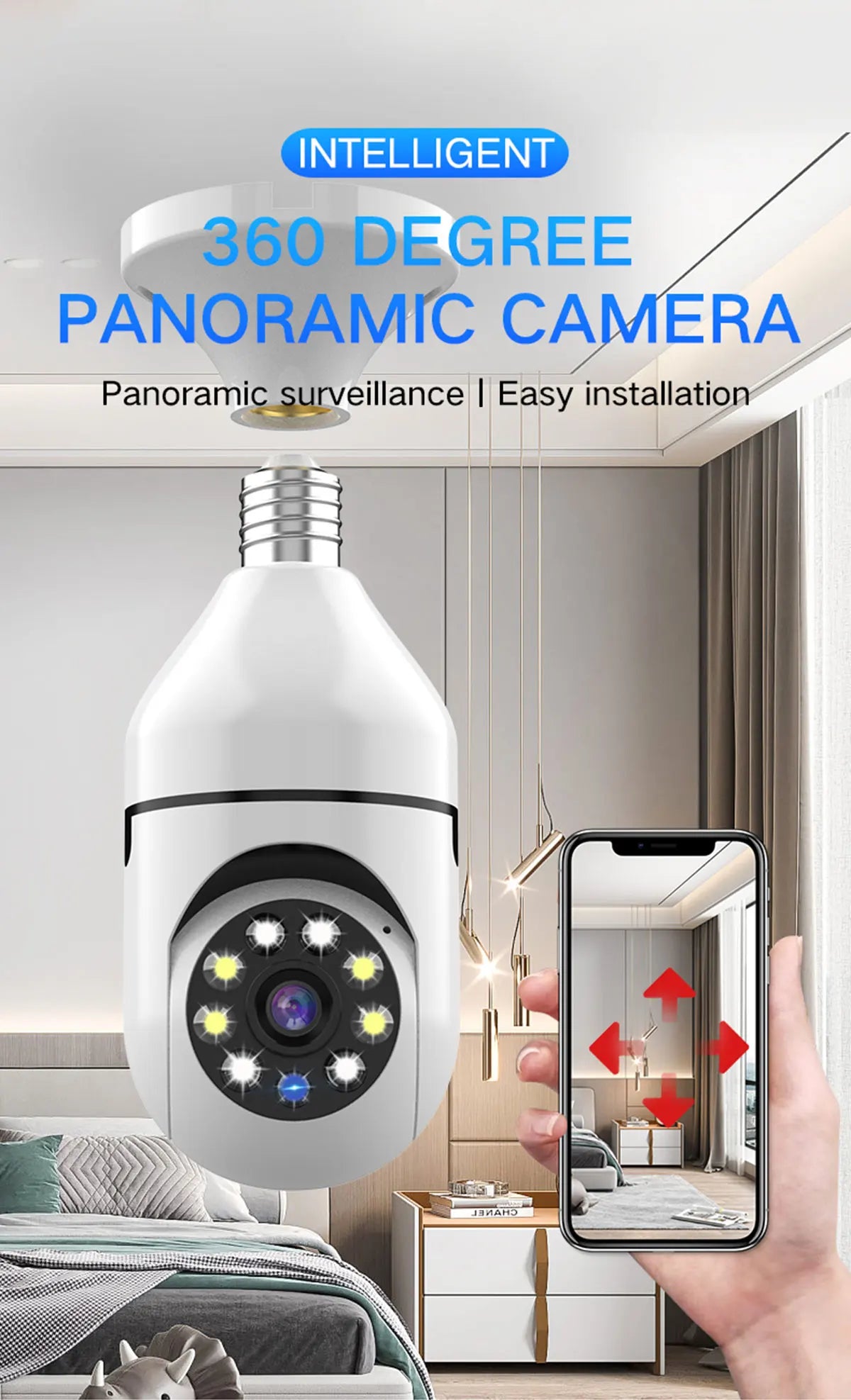 Caméra de Surveillance couleur Vision nocturne moniteur de sécurité automatique suivi humain Zoom intérieur Wifi Miini caméra IP